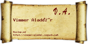 Vimmer Aladár névjegykártya